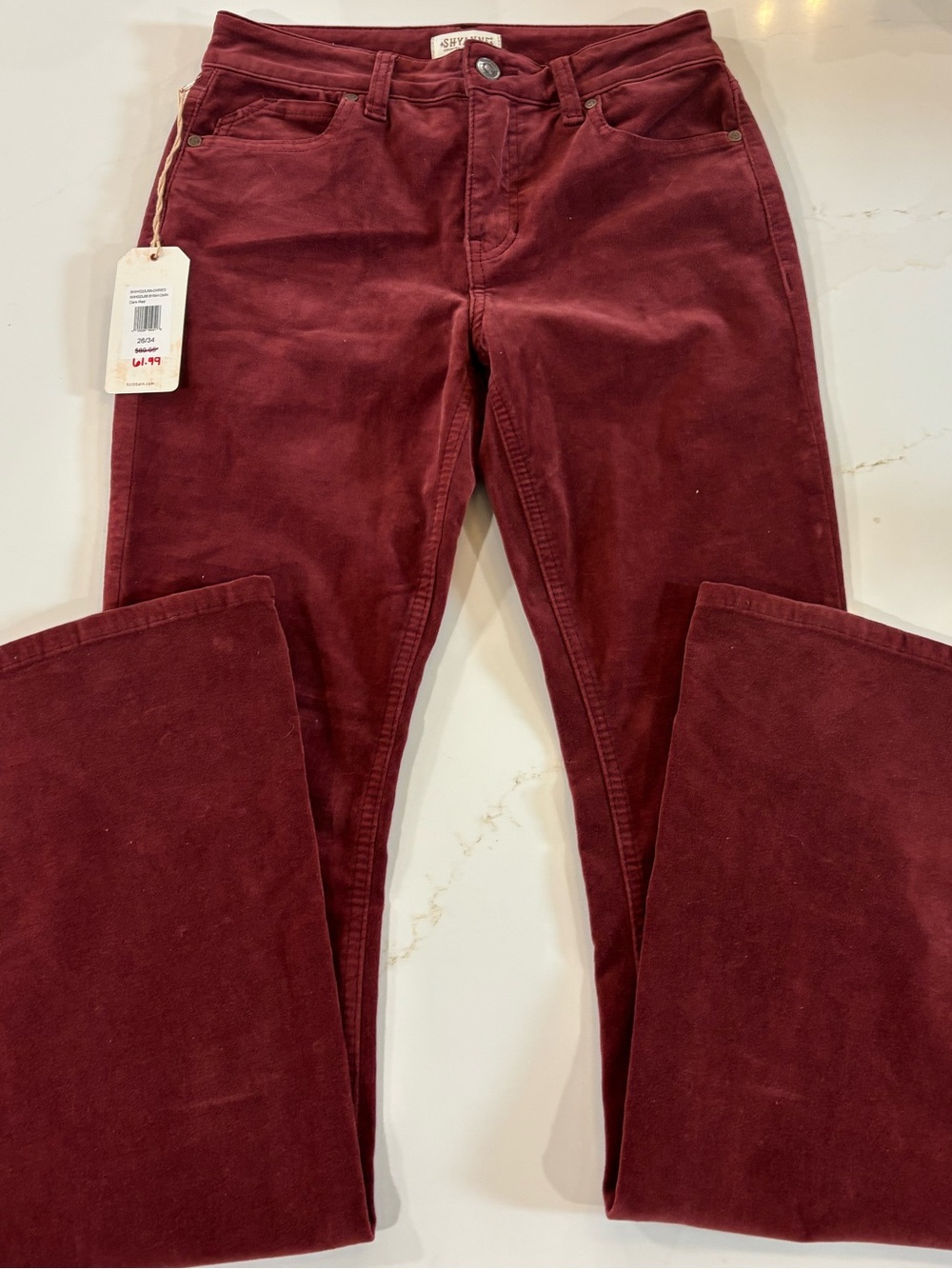 NWT Sheyenne Flare Burgundy Felt Jeans